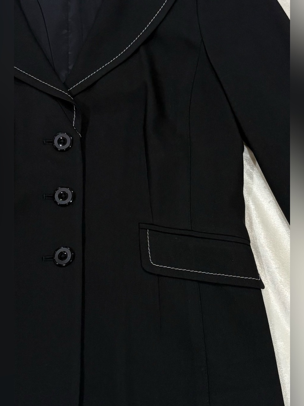 Semantiks Black Pea Coat w/White Stitching Size 2